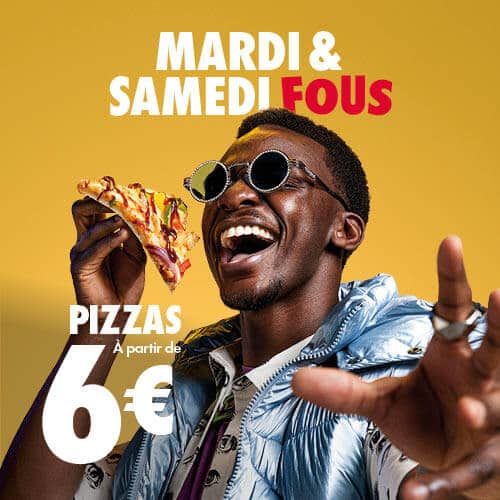 Mardi & Samedi Fous: Pizzas Regular à partir de €6