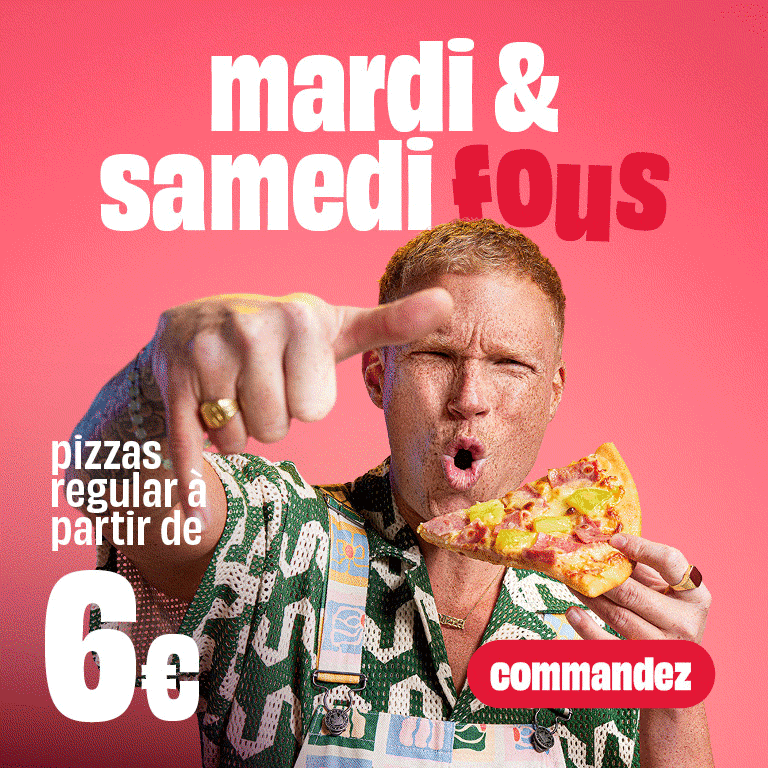 Mardi & Samedi fous: Venez chercher vos pizzas à partir de €6 !